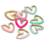 5pcs Stainless Steel Enamel Hollow Heart Charms for Jewelry Findings DIY