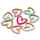 5pcs Stainless Steel Enamel Hollow Heart Charms for Jewelry Findings DIY