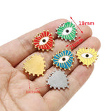 5pcs Enamel Pink Red Heart Charms Plated Lucky Eye Pendants