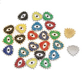 5pcs Enamel Pink Red Heart Charms Plated Lucky Eye Pendants
