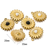 5pcs Stainless Steel Flower Charms Pearl Pendants for DIY Jewelry
