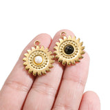 5pcs Stainless Steel Flower Charms Pearl Pendants for DIY Jewelry