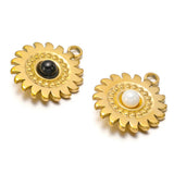 5pcs Stainless Steel Flower Charms Pearl Pendants for DIY Jewelry