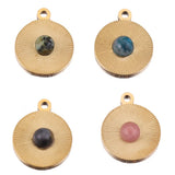 5pcs Flower Oval Pendants Natural Stone Jewelry Making Charms