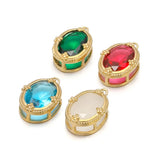 5pcs Stainless Steel Zircon Oval Pendant Charms for DIY Jewelry Making