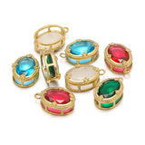5pcs Stainless Steel Zircon Oval Pendant Charms for DIY Jewelry Making