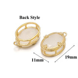 5pcs Stainless Steel Zircon Oval Pendant Charms for DIY Jewelry Making