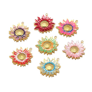 5pcs Stainless Steel Sun Flowers Charms for DIY Jewelry Making
