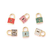 5pcs Gold-Plate Zircon Crystal Lock Charms Couple Love Pendants