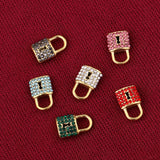 5pcs Gold-Plate Zircon Crystal Lock Charms Couple Love Pendants