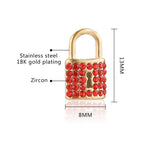 5pcs Gold-Plate Zircon Crystal Lock Charms Couple Love Pendants
