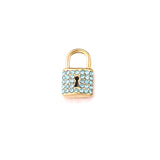 5pcs Gold-Plate Zircon Crystal Lock Charms Couple Love Pendants