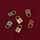 5pcs Gold-Plate Zircon Crystal Lock Charms Couple Love Pendants