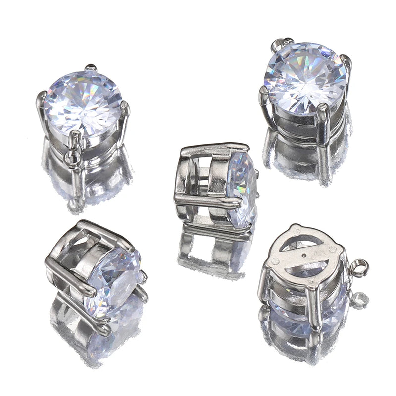 5pcs 8mm Zircon Crystal Charm Pendant Base for Jewelry Making DIY