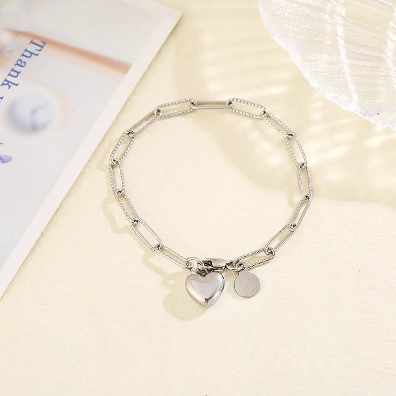 Heart Bracelet Women Link Chain Love Pendant Bracelet