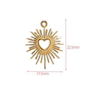 5pcs Heart Charm Pendants 18K Plated DIY Necklace Bracelet Women