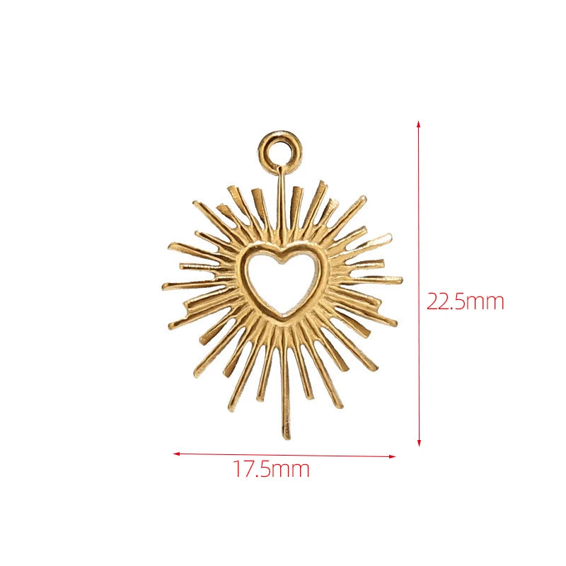 5pcs Heart Charm Pendants 18K Plated DIY Necklace Bracelet Women