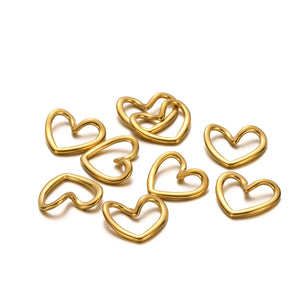 5pcs Heart Charms Stainless Steel DIY Jewelry Making Supplies
