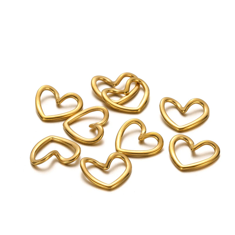 5pcs Heart Charms Stainless Steel DIY Jewelry Making Supplies