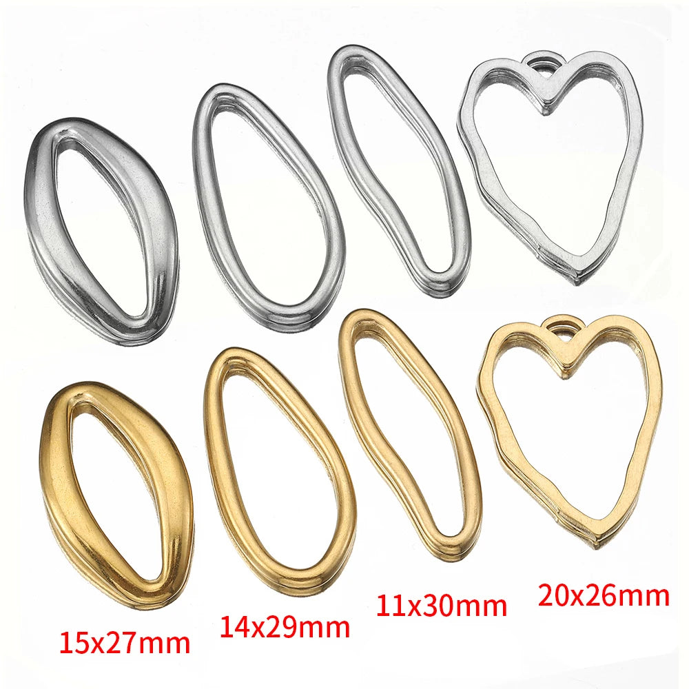 5pcs Stainless Steel Irregular Bezel Blank Charms Pendants Connectors