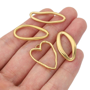 5pcs Stainless Steel Irregular Bezel Blank Charms Pendants Connectors