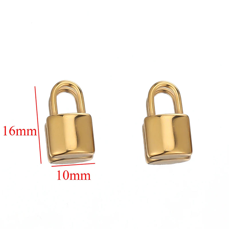 5pcs Stainless Steel Lock Charms for DIY Jewelry Making Necklace Hip Hop