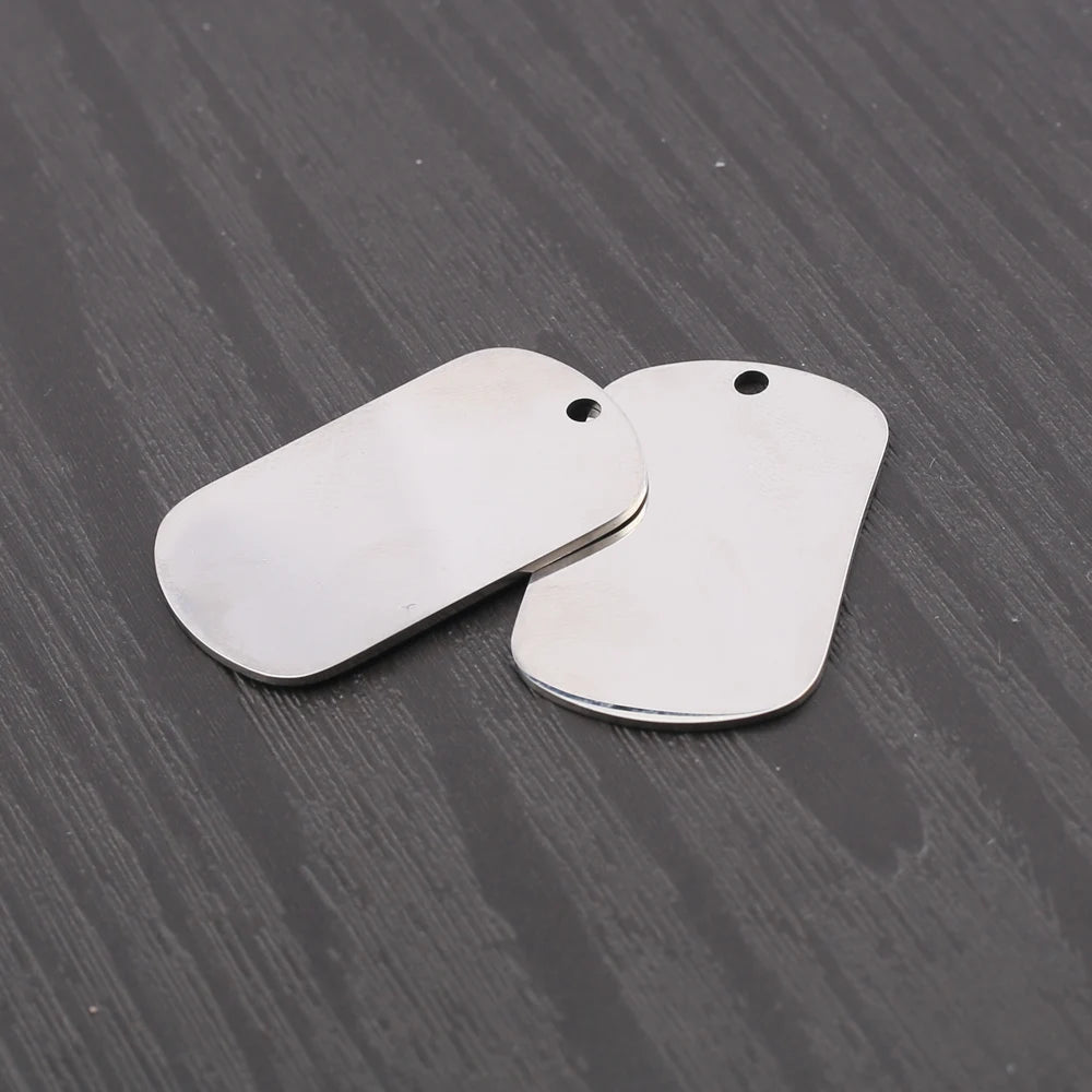 5pcs Stainless Steel Men's Pendants Rectangle Blank Stamping Tags Disc Charms