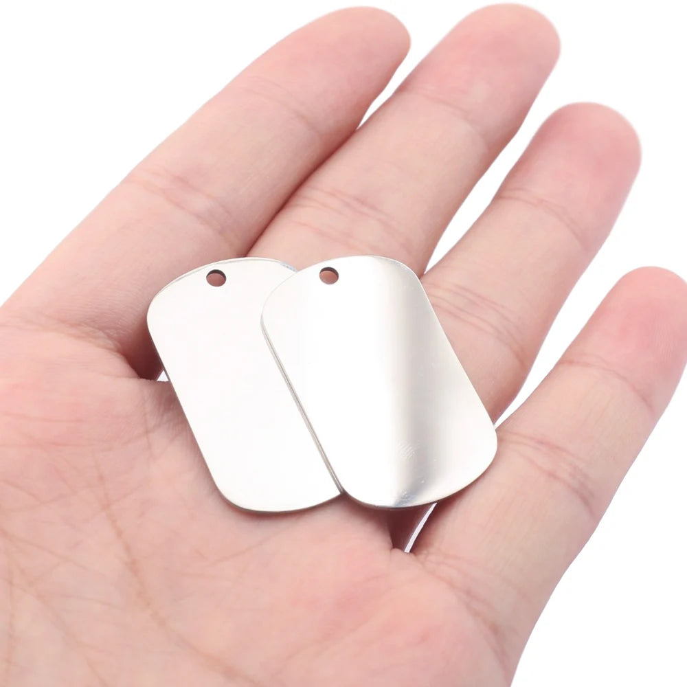 5pcs Stainless Steel Men's Pendants Rectangle Blank Stamping Tags Disc Charms