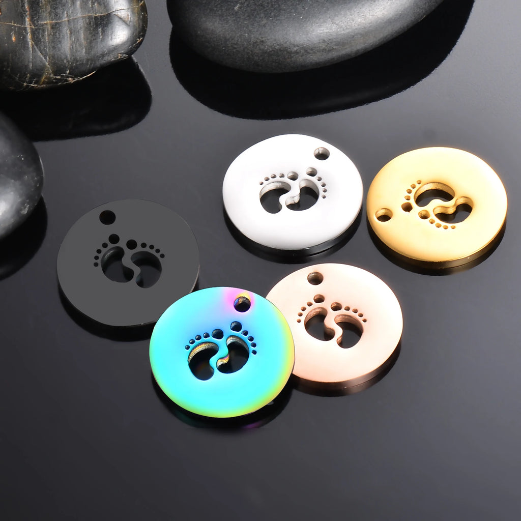 5pcs Stainless Steel Army Blank Pendant Necklace Dog Tags Round Necklace