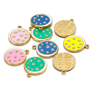 5pcs Enamel MoonStar Charm Pendants for DIY Necklace Bracelet
