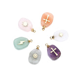 5pcs Stainless Steel Natural Stone Pendants for DIY Jewelry Making