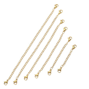 5pcs Stainless Steel Necklace Extension Chain with Lobster Clasp