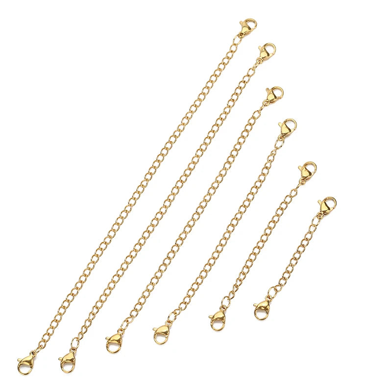 5pcs Stainless Steel Necklace Extension Chain with Lobster Clasp