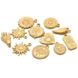 5pcs Stainless Steel Cross Sun Moon Charms Pendants