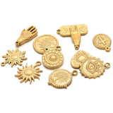 5pcs Stainless Steel Cross Sun Moon Charms Pendants