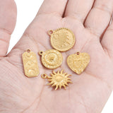 5pcs Stainless Steel Cross Sun Moon Charms Pendants