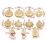 5pcs Stainless Steel Cross Sun Moon Charms Pendants