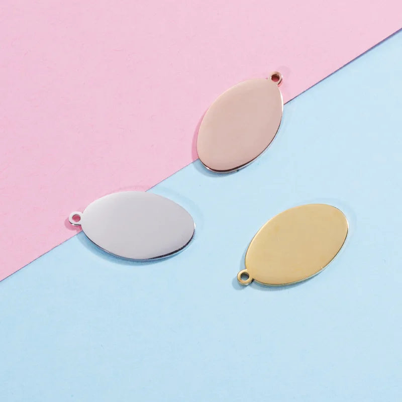 5pcs Stainless Steel Oval Charm Blanks for Engraving
