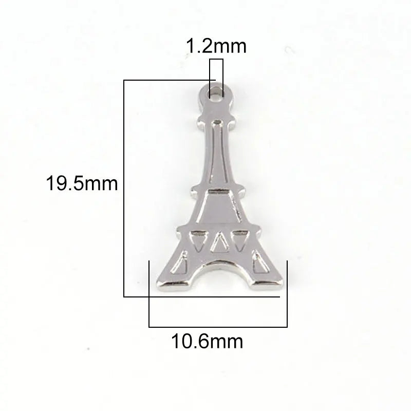 5pcs Tower Charms Stainless Steel Pendants DIY Accessories