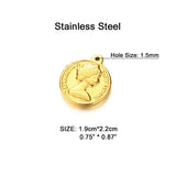 5pcs Stainless Steel Queen Elizabeth Coin Pendants