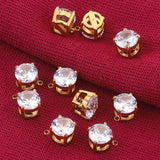 5pcs Stainless Steel 8mm Zircon Charm Pendant Base for Jewelry Making