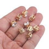 5pcs Stainless Steel 8mm Zircon Charm Pendant Base for Jewelry Making