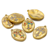 5pcs Rhinestone Oval Pendant Charms for DIY Jewelry Making