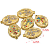 5pcs Rhinestone Oval Pendant Charms for DIY Jewelry Making