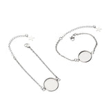 5pcs Stainless Steel Round Bezel Tray Bracelet Base for DIY Jewelry 20.5mm Chain