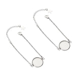 5pcs Stainless Steel Round Bezel Tray Bracelet Base for DIY Jewelry 20.5mm Chain