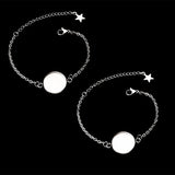 5pcs Stainless Steel Round Bezel Tray Bracelet Base for DIY Jewelry 20.5mm Chain