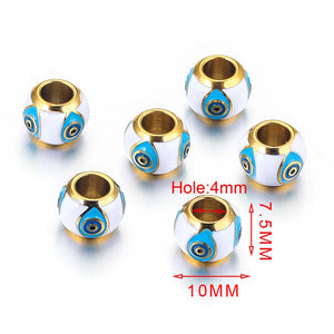 5pcs Stainless Steel Eye Charm Beads Large Hole Crystal Bead for DIY Jewelry