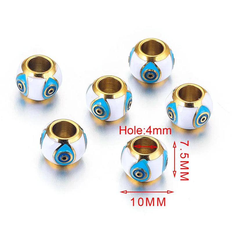 5pcs Stainless Steel Eye Charm Beads Large Hole Crystal Bead for DIY Jewelry