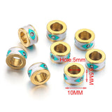 5pcs Stainless Steel Eye Charm Beads Large Hole Crystal Bead for DIY Jewelry
